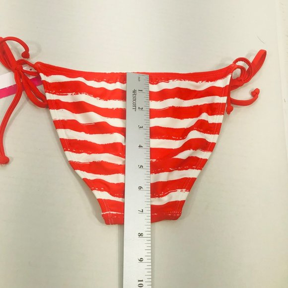 Xhilaration Women's Sz XS 00 Hipster String Bikini Swim Bottom Red White Striped - Picture 9 of 10